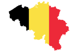 Vorm van België in de kleuren van de Belgische vlag