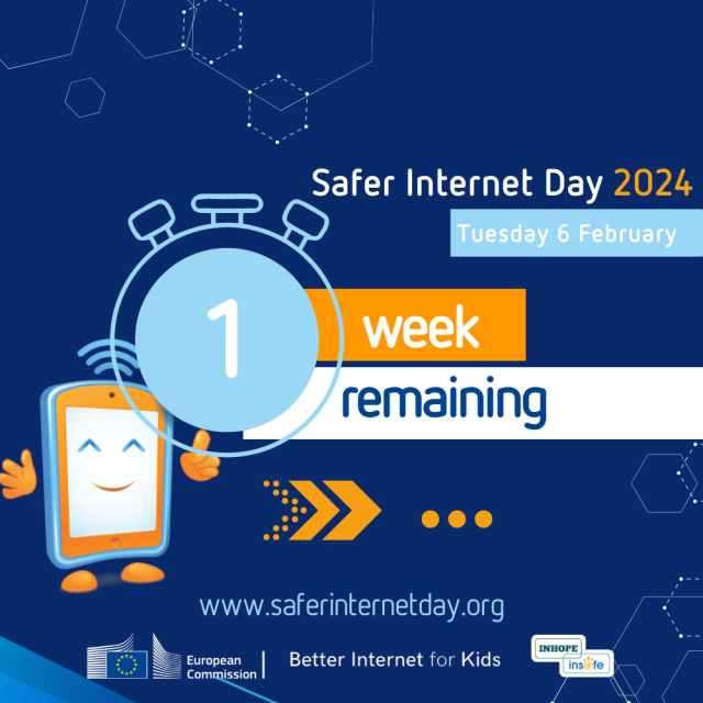 campagnebeeld Safer Internet Day, tablet, nog 1 week tot Safer Internet Day