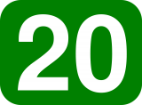 cijfer twintig, witte cijfers, groene achtergrond 