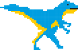 een dinosaurus in pixels