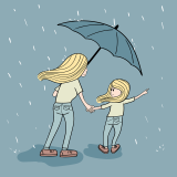 twee mensen onder een paraplu